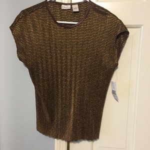 KIM ROGERS LADIES SIZE S PULLOVER TOP SLEEVELESS GOLDEN BROWN STRETCH CHELL